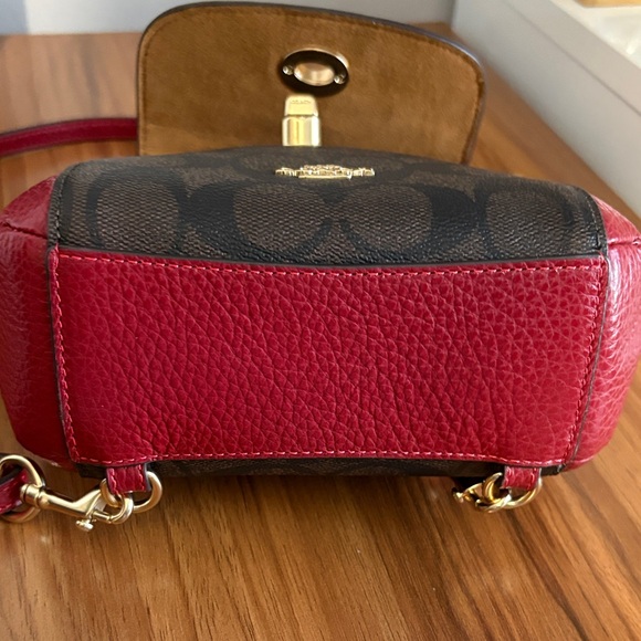 Coach Red and Brown Signature Crossbody Bag/Backpack - Picture 10 of 14